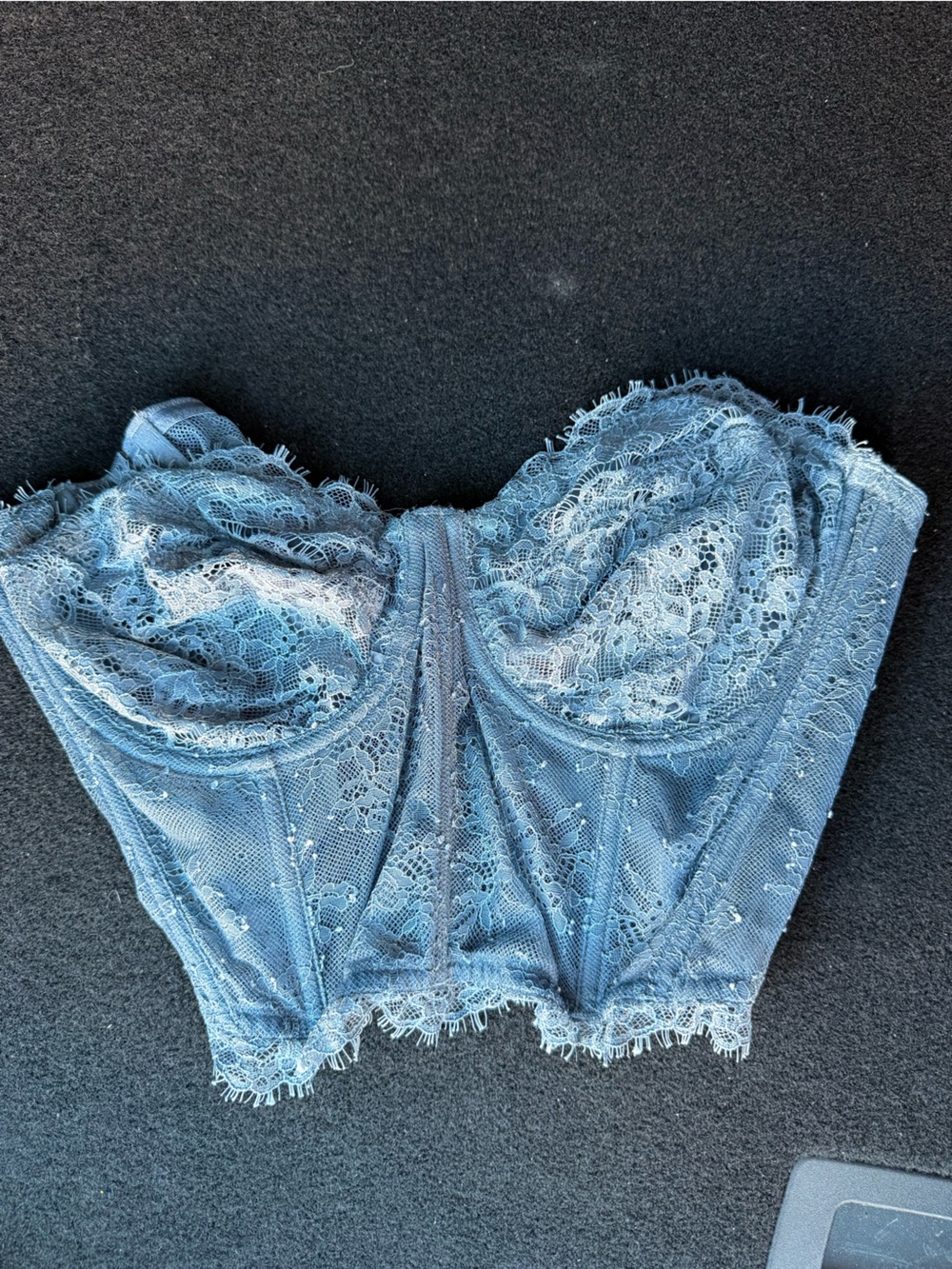 Lace Bustier Bralette in Light Blue